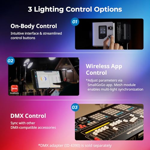 SMALLRIG RC 220C RGB COB LED Video Light Bowens Mount, 200W 36000 Full-Color Video Light 2700-10000K, CRI97+/TLCI98+, Support Wireless Power Supply, App Control, for Photography and Photo Studio - color: RGB