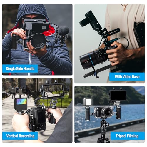 SIRUI Camera Cage Side Handle, Aluminum NATO and 3/8'' Locating Mount for ARRI Side Hand Grip with Cold Shoe and Threaded Holes, Up and Down Adjustable, Pack of 1, SC-SH