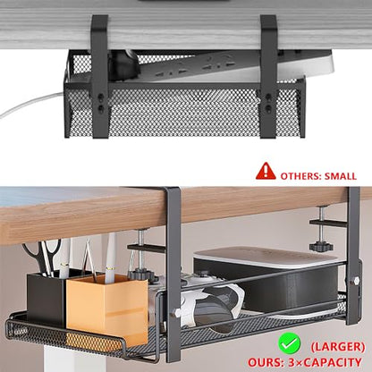 Under Desk Cable Management Tray Cord Wire Shelf Organizer (Medium) - size: Medium