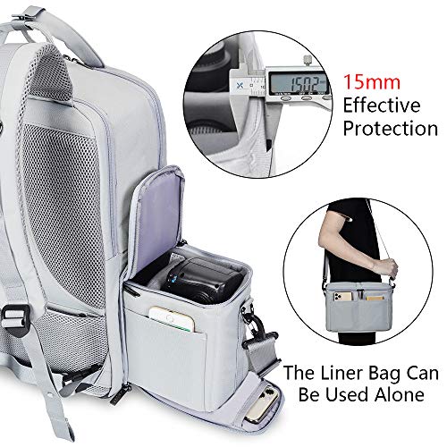 CADeN Camera Backpack w/ 15.6" Laptop Compartment, USB Charge Port, Tripod Holder, Rain Cover Compatible for Sony Canon Nikon - color: L5 Generation 3 Light Gray