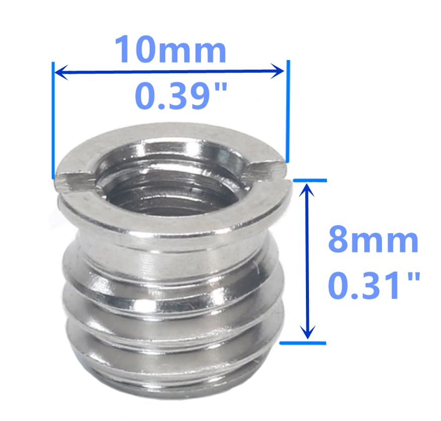 Stainless Steel 1/4"-20 Female to 3/8"-16 Male Convert Screw Adapter (6pcs, 8mm) - color: 6pcs, size: 8mm