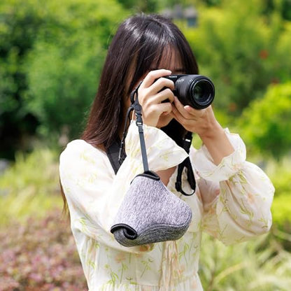 KIWIFOTOS Neoprene Camera Sleeve for Fuji X-T30 III A6600+18-55mm Lens | 6mm thick Neoprene Pouch for fits Camera≤4.9x2.9x5". Scratch-resistant. Touch-fastening flap. without strap - color: Camera Sleeve Gray