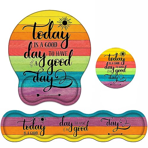 Keyboard Wrist Rest & Mouse Pad Wrist Support Set, Today is a Good Day to Have a Good Day Inspirational Quote Design Non-Slip Rubber PU Base for Home Office Working Studying Easy Typing & Pain Relief - color: Today is a Good Day to Have a Good Day Inspira