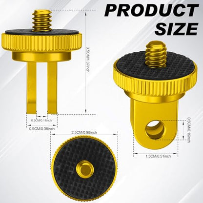 Frienda 4 Pieces Aluminum Camera Tripod Mount Adapter 1/4-20 Conversion Adapter for Tripod Compatible with GoPro Action Cameras and Other Standard 1/4 Accessories(Gold) - color: Gold