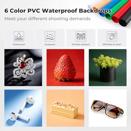 K&F CONCEPT Photo Studio Light Box - 12"x12" Shooting Tent, Light Box Photography with 120 LED Lights & 6 PVC Backdrops for Jewelry, Watch, Cosmetics & Small Product Photography - size: 12*12 inch