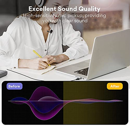 MAONO USB Lavalier Microphone, 192KHZ/24BIT Plug & Play Omnidirectional Lapel Shirt Collar Clip on Mic for PC, Computer, Mac, Laptop, YouTube, Skype, Recording, Podcasting, Gaming, AU-UL10