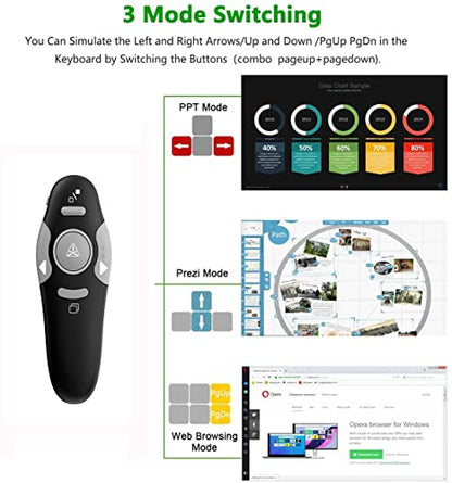 QUI Presentation Clicker Wireless Presenter Remote Clicker for PowerPoint Presentation Remote, PowerPoint Slide Advancer for Mac/Windows/Google Slide/Keynote, Black, A - color: Black