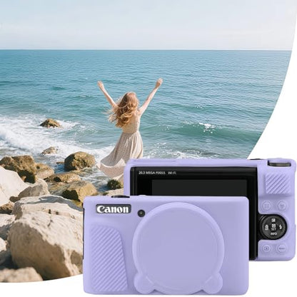 Camera Case for Canon PowerShot SX740/ SX730 Digital Camera,SX740 HS Case, Soft Silicone Protective Case Removable Lens Cover,Comes with 2 Screen Protectors and 1 Wrist Strap. (Lilac) - color: Lilac