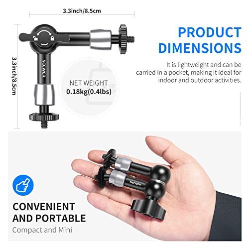 NEEWER 5.9"/15cm Adjustable Friction Magic Arm with 1/4" Screw on Both Ends, Compatible with SmallRig Cage, Flash/LED Light/Microphone/Monitor/SuperClip, Max Load 4.4lb/2kg, ST15 - style: 5.9"/15cm
