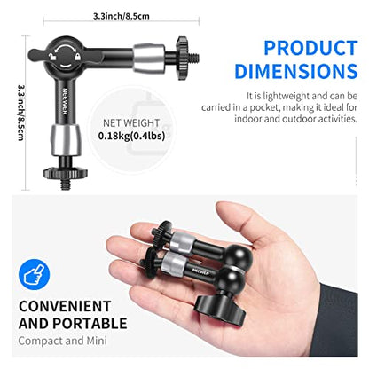 NEEWER 5.9"/15cm Adjustable Friction Magic Arm with 1/4" Screw on Both Ends, Compatible with SmallRig Cage, Flash/LED Light/Microphone/Monitor/SuperClip, Max Load 4.4lb/2kg, ST15 - style: 5.9"/15cm