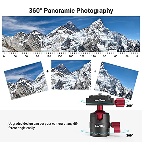 SmallRig 360 Rotating Panoramic Tripod Ball Head, Max Load 5kg / 11lbs | 360 Ballhead with 1/4 inch Quick Shoe Plate, for Tripod Monopod Slider DSLR Camera Camcorder