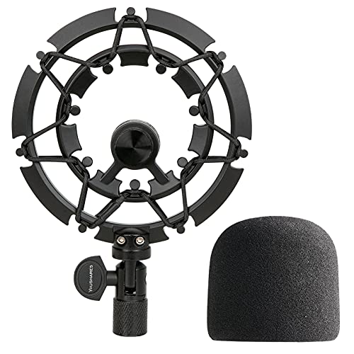 Youshares Blue Yeti Shock Mount with Foam Windscreen, Alloy Shockmount Reduces Vibration, Compatible for Yeti Microphones - color: Shock Mount with Foam Windscreen