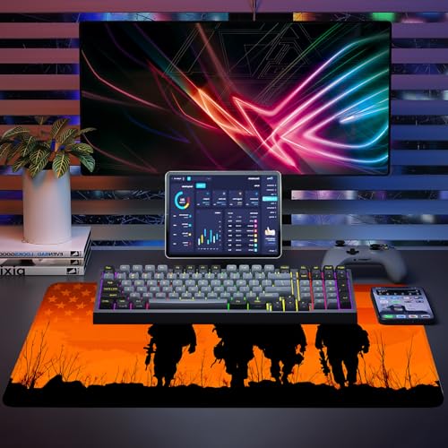Mouse Pad, Large Anti-Slip with Stitched Edges Desk Mat Desktop Laptop Computer Desk Keyboard Mat,Table Protector Blotter Mat (Soldier, 35.4" x 15.7") - color: Soldier, size: 35.4" x 15.7"