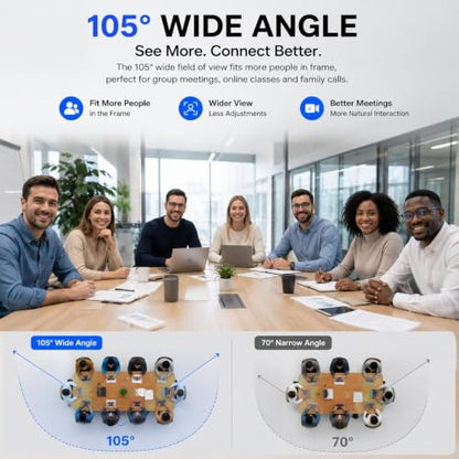 1080P Webcam with Microphone for PC, Full HD USB Computer Camera with Low Light Correction, Wide Angle Web Camera for Streaming, Zoom, Teams, Skype, Plug and Play Webcam for Laptop Desktop Mac