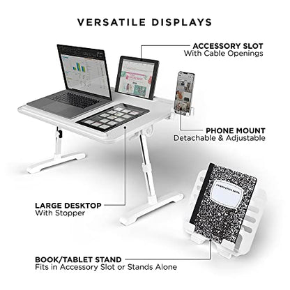 Limitless TotalDesk Portable Workstation and Lap Desk with Adjustable Height & Tilt (White) - color: White