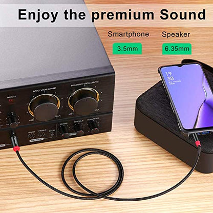 SHULIANCABLE 3.5mm to 6.35mm Stereo Audio Cable, 6.35 1/4" Male to 3.5 1/8" Male TRS Stereo Audio Cable for Guitar,iPod, Laptop, Home Theater Devices,Smartphones,and Amplifiers (6.6Ft/2M) - size: 6.6 ft
