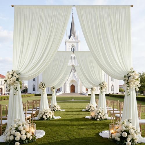 20x15ft Ivory Backdrop Curtains for Parties - 4 Panels 5x15ft Wrinkle-Free Silky Polyester Drapes for Wedding, Birthday, Decorations & Graduation Background - color: Ivory, size: 5ftx15ft(4 Panels)