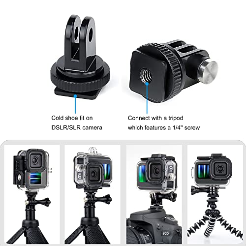 GEPULY 4 Pack Cold Shoe Mount Adapters,1/4" Thread Hole Cold Shoe Bracket,for GoPro Hero 13 12 11 10 9 8 7 6 5 4, Action Cameras DSLR Camera Cage Microphone LED Light Selfie Stick Monopod