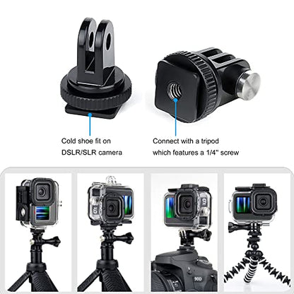 GEPULY 4 Pack Cold Shoe Mount Adapters,1/4" Thread Hole Cold Shoe Bracket,for GoPro Hero 13 12 11 10 9 8 7 6 5 4, Action Cameras DSLR Camera Cage Microphone LED Light Selfie Stick Monopod