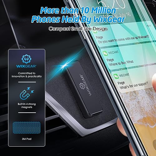 Magnetic Phone Car Mount, Universal Stick On Rectangle Flat Dashboard Magnetic Car Mount Holder, for Cell Phones and Mini Tablets -Extra Strong with 10 Magnets!