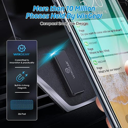 Magnetic Phone Car Mount, Universal Stick On Rectangle Flat Dashboard Magnetic Car Mount Holder, for Cell Phones and Mini Tablets -Extra Strong with 10 Magnets!