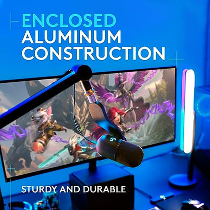 Logitech G Compass Premium Broadcast Boom Arm for Microphone, Internal Springs, Desktop Clamp and Built-in Cable Management, For Recording, Gaming, Streaming - Black