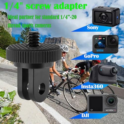 3 Pack Camera Tripod Mount Adapters, Aluminum Standard 1/4"-20 Camera Screw Converter Connectors for Insta360 and Tripod Compatible with GoPro Hero, DJI Osmo Action, AKASO, Sony