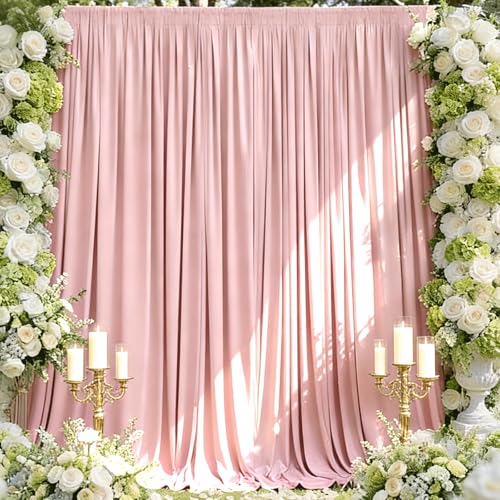Sugargirl Wrinkle Free Blush Pink Backdrop Curtains Polyester Photo Backdrop Drapes Curtains with Rod Pockets for Party Birthday Wedding Photography Home Decoration(5x7FT, 2 Panels) - color: Blush Pink, size: W5' x H7' (2 panels)