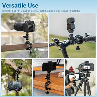 Universal Super Clamp Camera Mount, Adjustable Metal Heavy Duty Clamp with 1/4"-20 & 3/8"-16 Threads, 0.47-2.36'' Jaw Grip Desk Clamps for Magic Arm Light Stand Tube Bike Handlebar Stroller Tripod - size: Clamp Only