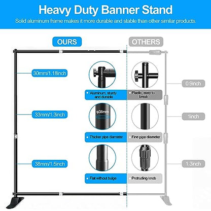 FUDESY 8x8 ft Backdrop Banner Stand, Heavy Duty Adjustable Background Stand Kit with Carrying Bag, Step and Repeat Photography Frame Stand for Trade Show Display Photo Booth Parties - size: 8x8ft