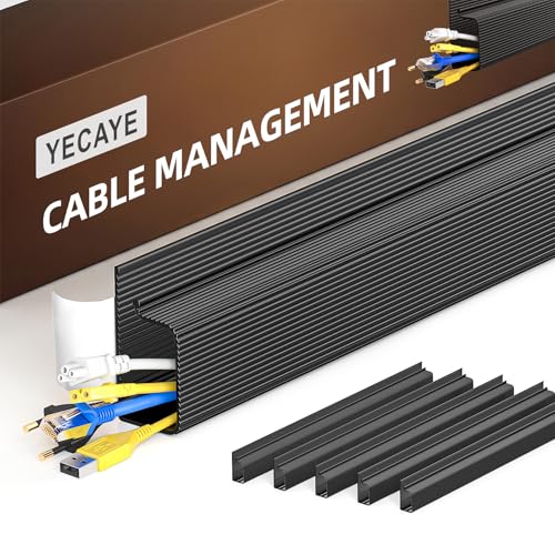 YECAYE 6 Pack Cable Management, Cord Organizer, Cable Organizer, Adhesive Mount Cord Organizer for Desk, No-Drill Desk Wire Management for Home Office, Baby proofing, Black - color: Black, size: 94in