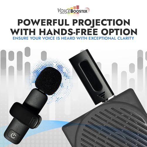 Voicebooster K35 Pro Wireless Lavalier Microphone, Plug & Play Clip on Lapel Mic - 3.5mm Plug for iPhone, Android, Voice Amplifier - Noise Cancelling Mini Microphone for Podcast, Interview & Vlogging