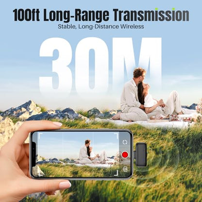 Mini Wireless Lavalier Microphone for iPhone/Android/PC with USB-C Plug, 3-Level Noise Reduction, 30H Battery Life with Charging Case, AI Voice Changer Microphone, Tiny Mics for Vlogging & Podcast