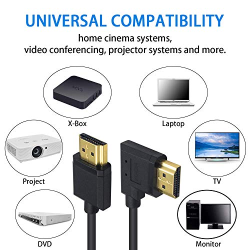 Duttek 4K Coiled HDMI Cable 1FT-4FT, Right Angled HDMI Male to Male Extender Cable for 3D and 4K Ultra HD TV Stick - size: Right Angled Male to Male 4FT/1.2M