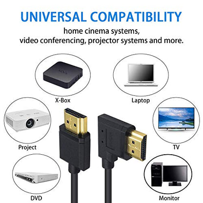 Duttek 4K Coiled HDMI Cable 1FT-4FT, Right Angled HDMI Male to Male Extender Cable for 3D and 4K Ultra HD TV Stick - size: Right Angled Male to Male 4FT/1.2M