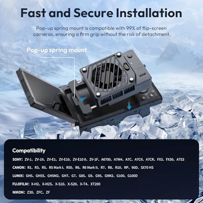 ULANZI CU01 Camera Cooler Kit, for DSLR & Mirrorless, Semiconductor Cooling Fan: 3000mAh Magnetic Rechargeable Battery, 3 Speeds, Auto Temp Control for Video Recording (Battery+Cooler)