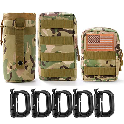 3 Pack Molle Pouch Combo Water Bottle Pouch Holder Tactical Molle Pouches Compact Utility Waist Bag Pack - color: Combo D:CP