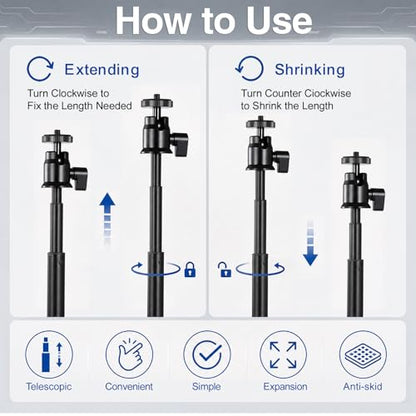 Webcam Stand for Desk, 28" Telescopic Tripod with Phone Holder, Desktop Webcam Mount Compatible with Logitech Webcam C922 C930e C920S C920 C615 C960 C920x BRIO 4K NexiGo N60, 1/4'' Thread