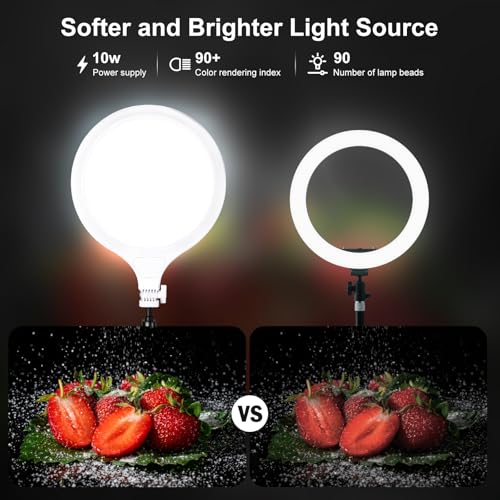 Ring Light for Streaming, 10'' Full Screen LED Ring Light for Desk with 360° Adjustable Arm, Video Conference Lighting for Zoom Meetings, Live Streaming, Podcast, Content Creator, TikTok, YouTube - size: 10" ring light