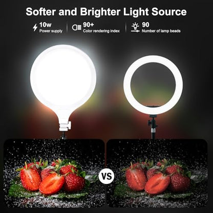 Ring Light for Streaming, 10'' Full Screen LED Ring Light for Desk with 360° Adjustable Arm, Video Conference Lighting for Zoom Meetings, Live Streaming, Podcast, Content Creator, TikTok, YouTube - size: 10" ring light