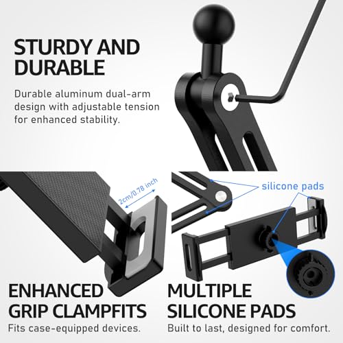 Urmust Dual Arm Tablet Wall Mount Ipad Holder, 4.7-13" | 360° Rotation Adjustable, Aluminum Extendable Arm, For iPad mini/Air/Pro/Galaxy Tab/Kindle, Kitchen Home Office - size: 2 Arm-Up to 13"