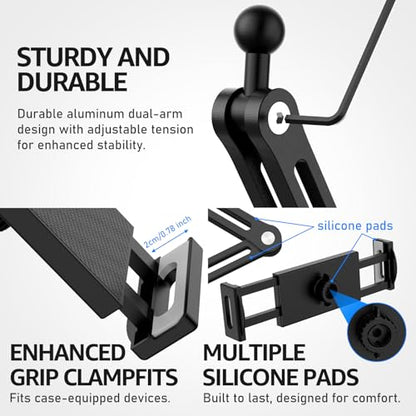 Urmust Dual Arm Tablet Wall Mount Ipad Holder, 4.7-13" | 360° Rotation Adjustable, Aluminum Extendable Arm, For iPad mini/Air/Pro/Galaxy Tab/Kindle, Kitchen Home Office - size: 2 Arm-Up to 13"