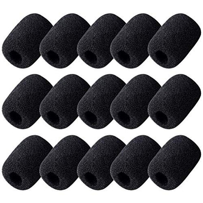 15 Pack Foam Microphone Windscreen, Lapel Headset Microphone Sponge Mini Foam Cover Shield Protection for Variety of Headset (Black) - color: Black