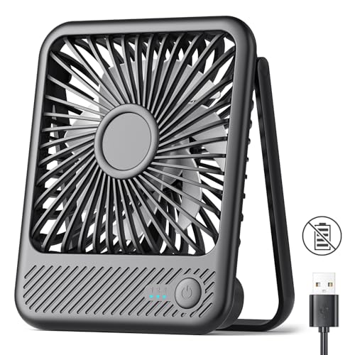 Koonie USB Desk Fan, Strong Wind Ultra Quiet Small Personal Fan with 180° Tilt Folding and 3 Speeds Adjustable, USB-C Corded Powered Mini USB Fan for Office Desktop Bedroom, NO BATTERY | 180° Tilt Folding & 3 Speeds Adjustable, USB-C Corded Powered Person