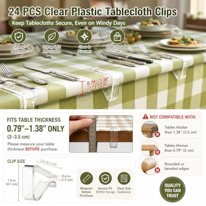 24 Pcs Clear Tablecloth Clips for Indoor Outdoor Tables, Windproof Plastic Table Cloth Holder Clips for Dining Tables, Transparent Picnic Table Cover Clip Clamps for Securing Tablecloths Small - size: Small