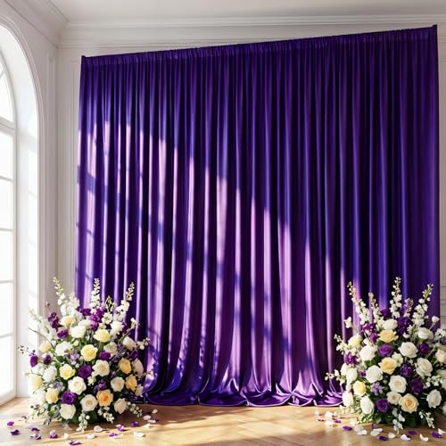 Purple Backdrop Curtain -10x10FT Drapes for Backdrop Wrinkle-Free Soft Polyester Back Drop Wedding Decorations Photoground Back Drop Stain-Resistant for Back Drop Stand, 2 Panels - color: Purple, size: 10 ft x 10 ft(2 panels)