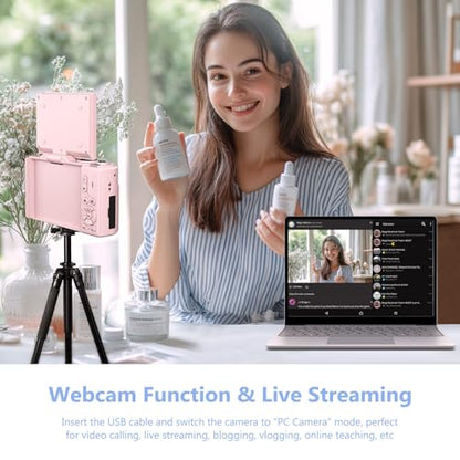 4K Digital Camera for Photography, 64MP Vlogging Camera for YouTube with 3" 180° Flip Screen, 18X Digital Zoom Point and Shoot Camara with 32GB Micro SD Card for Beginner (LP) - color: YL15-W08-C-LP