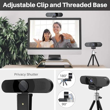 EMEET C980 PRO 3-in-1 1080P Webcam with Microphone and Speaker, 60°-98° Wide Angle Webcam w/ 4 Noise Cancel Mics, 2 Speakers, Auto Low Light Correction W/Cover, USB Camera for Online Conference/Class - style: 1080P with 4Mics 2Speakers