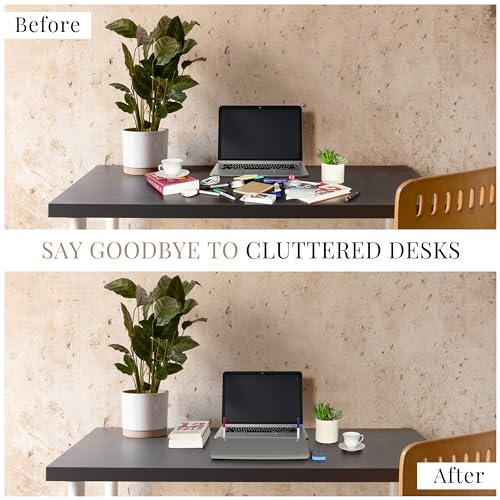 Birch Small Desktop Whiteboard – Glass Dry Erase Board Desk Pad Keyboard Stand with Storage Compartment, Adjustable Dividers, 3 Markers, Eraser & Holder – Perfect for Office, Home, & School (Charcoal) - style: Charcoal