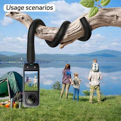 Magnetic Flexible Phone Mount Holder for iPhone and Action Camera, 20 Inch Long Arm Bendable Selfie Stick with 1/4 Screw Thread, Black Aluminum Alloy